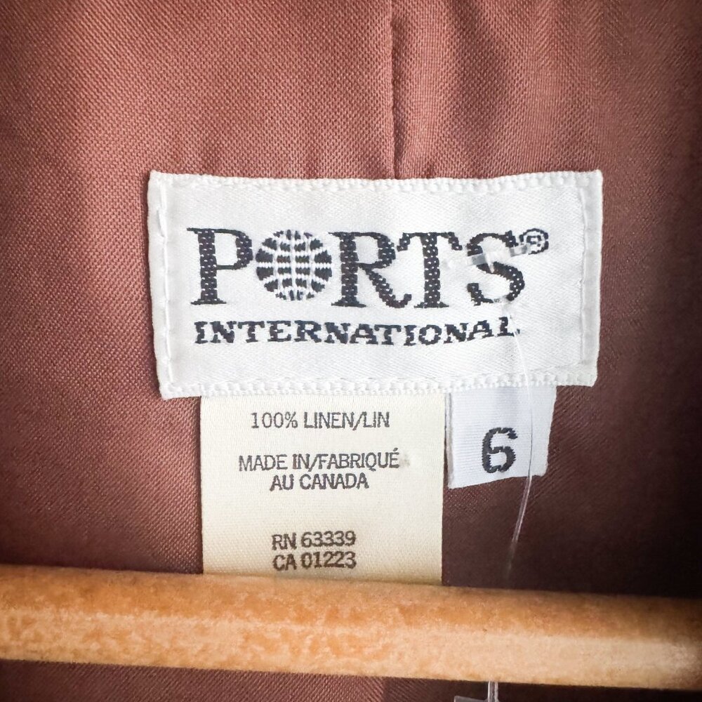 Ports International Holt Renfrew Linen Safari Blazer Bronze Belted 6 - Picture 4 of 5